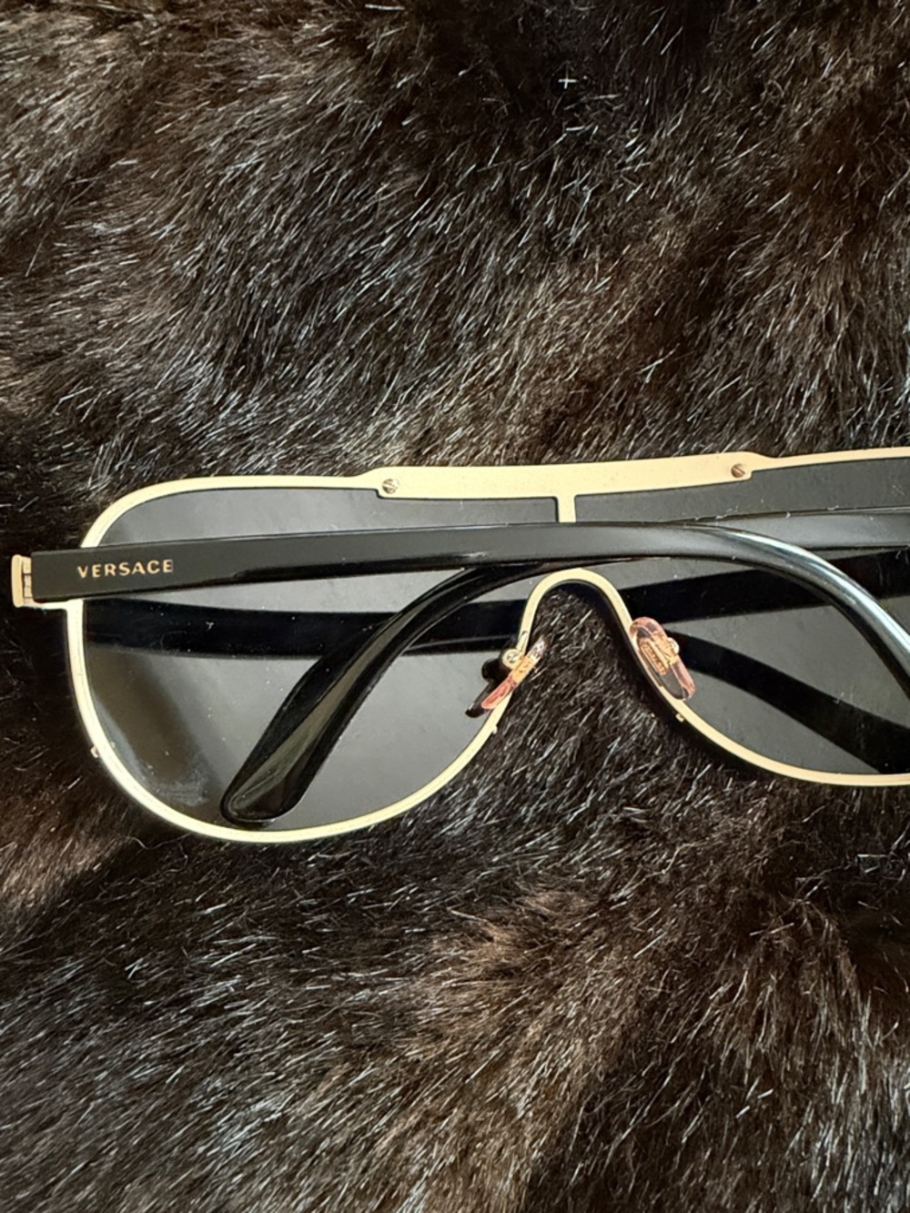 Versace NWT dark green lens Aviator / Shield Sunglasses with Gold Accents - Picture 3 of 6